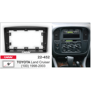 Переходная рамка 2DIN 9 дюймов (CARAV 22-452) TOYOTA Land Cruiser 100 1998-2002 без монитора Разм. 230/220 x130