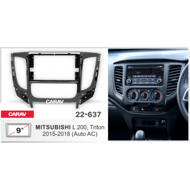Переходная рамка 2DIN 9 дюймов (CARAV 22-637) MITSUBISHI L 200,Triton 2015-18 (с климат-контролем) Разм. 230/220 x130